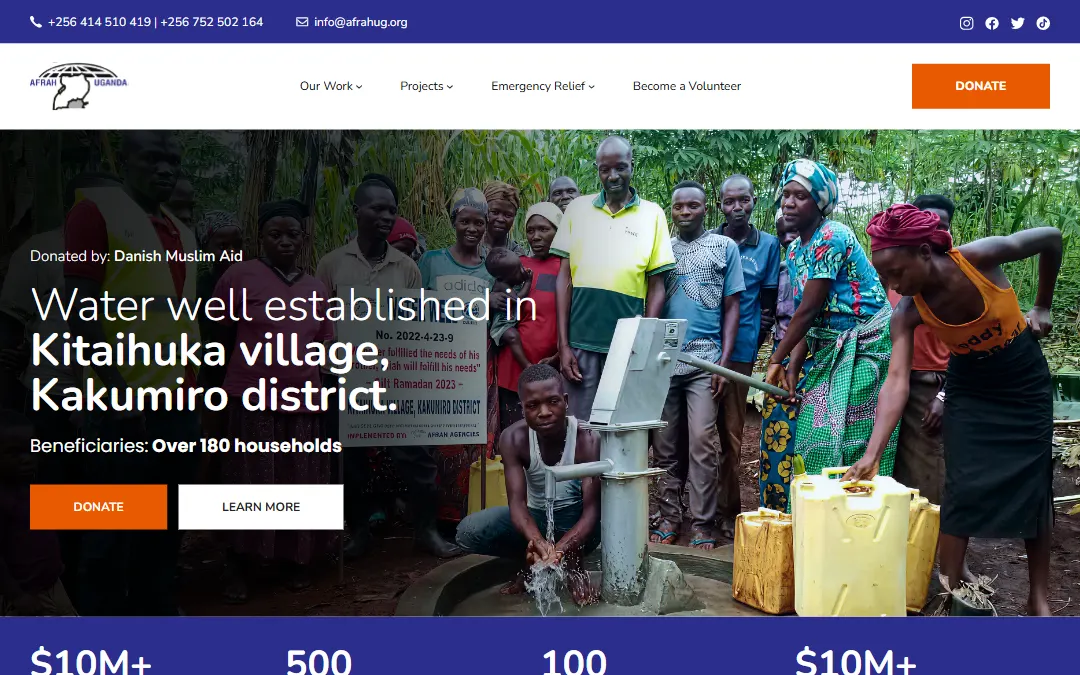 Screenshot of the Afrahug website