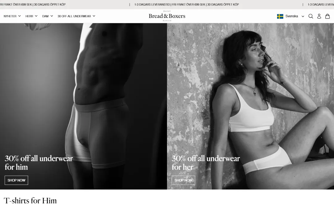 Screenshot of the Bread & Boxers website