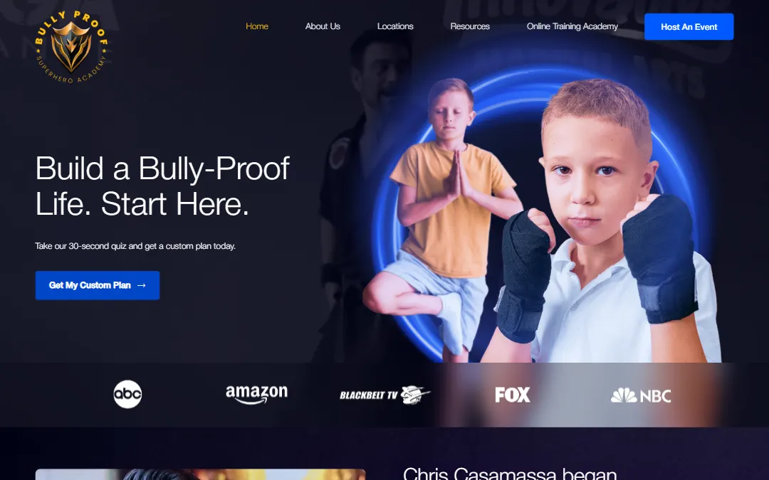 Screenshot of the Bully Proof website
