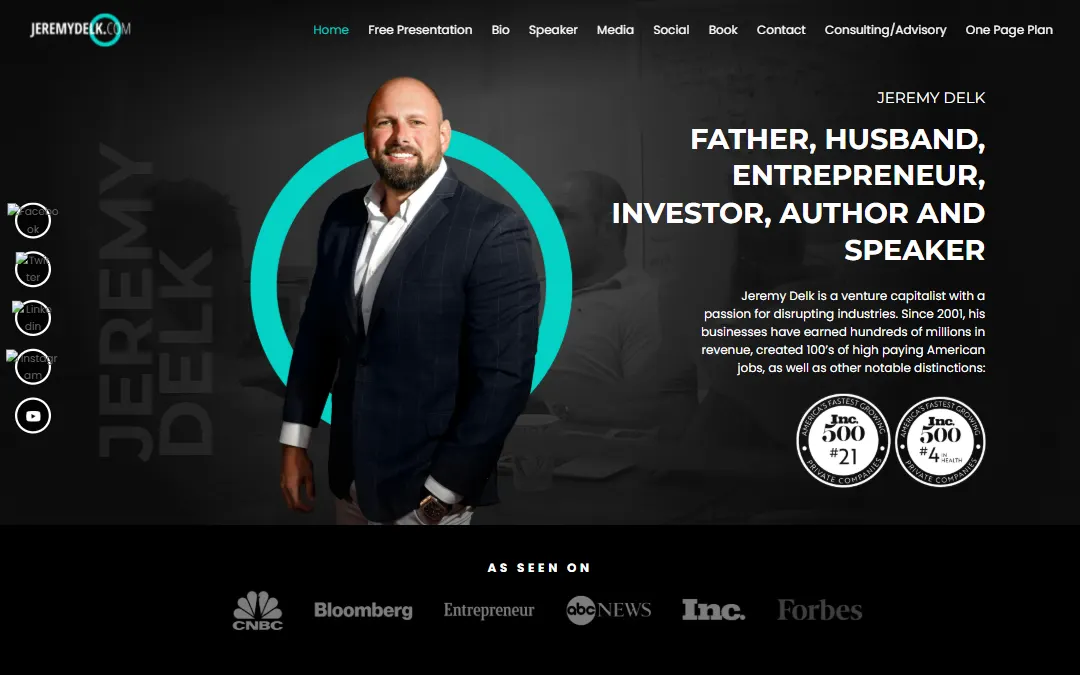 Screenshot of the Jeremy Delk website