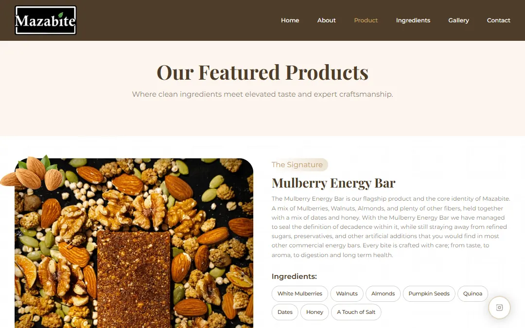 Screenshot of the Mazabite website