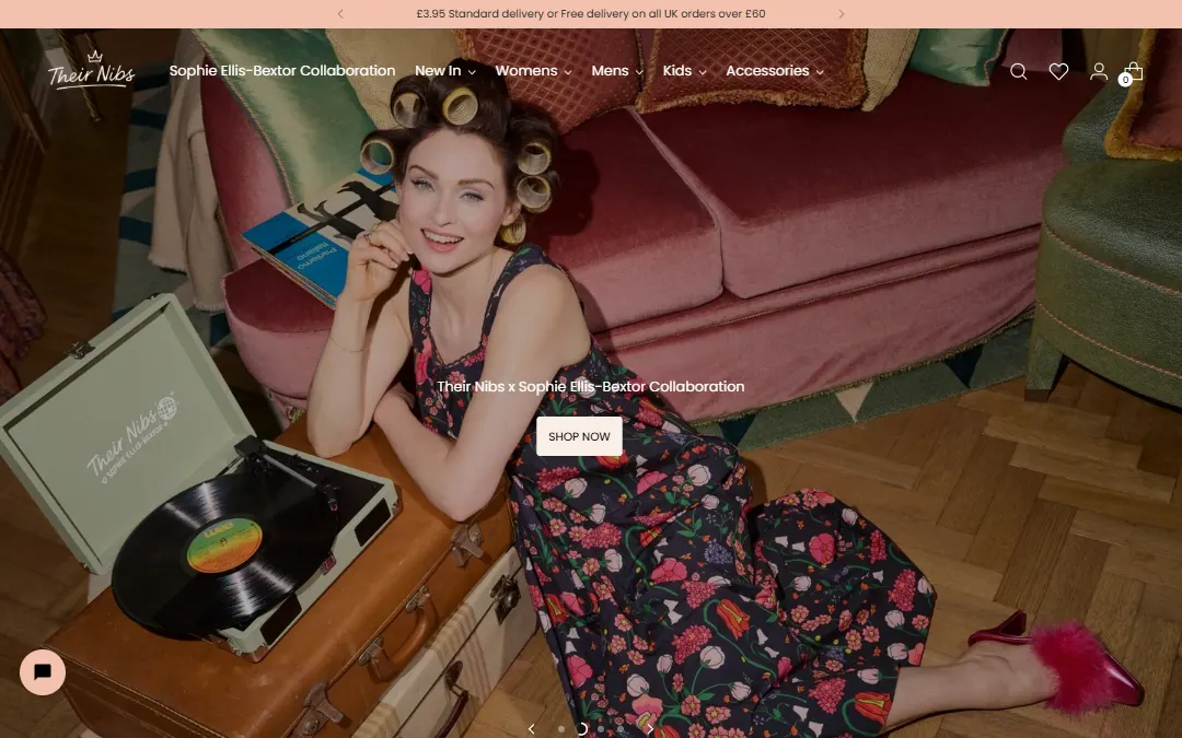 Screenshot of the Their Nibs website